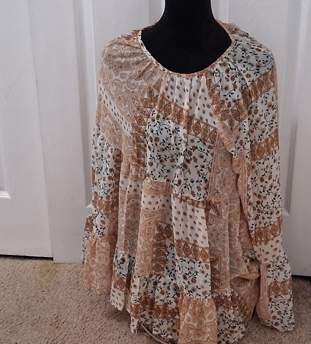 NWT Easel Multi Colored Printed Patchwork Blouse … - image 3